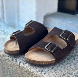 Skvulp Biosandal mrke brun ruskind