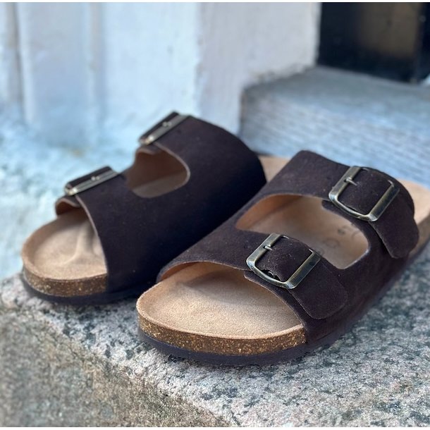 Skvulp Biosandal mrke brun ruskind