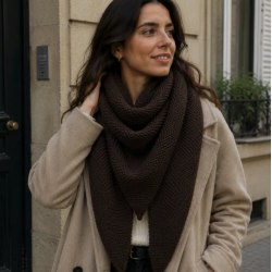 Stor strikket Sophie Scarft uld miks 180x48 cm