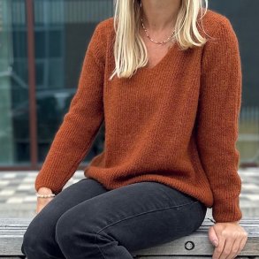 Mohair Sweater m. v-hals str. S-L