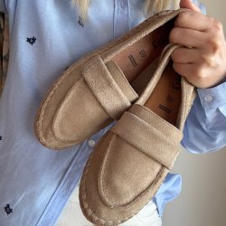 Mokkasiner beige ruskind  str. 36-41