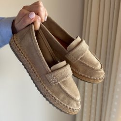 Mokkasiner beige ruskind  str. 36-41