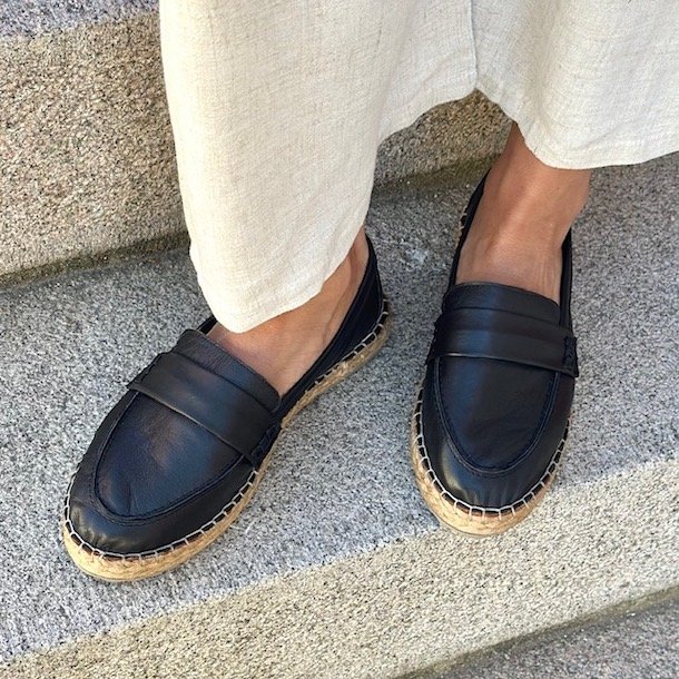 Mokkasiner sort skind str. 36-41