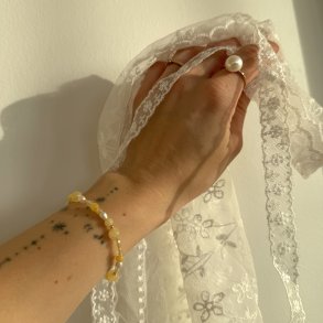   Armb�nd MOONLIGHT PEARL 17 + 3 CM - Forgyldt S�lv