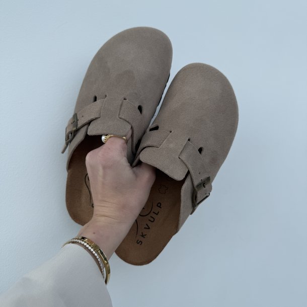 Slipper MULES taupe ruskind str. 36-42
