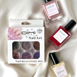 Nail Deko glimmer - pakke med 6