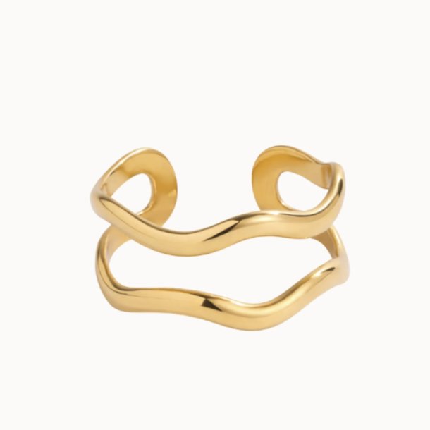 Fingerring Unda justerbar forgyldt st�l - vandfaste