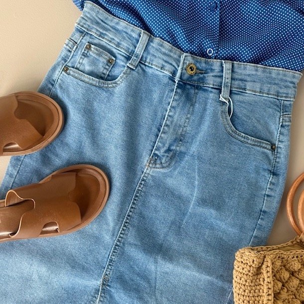 Denim nederdel str. S-XL