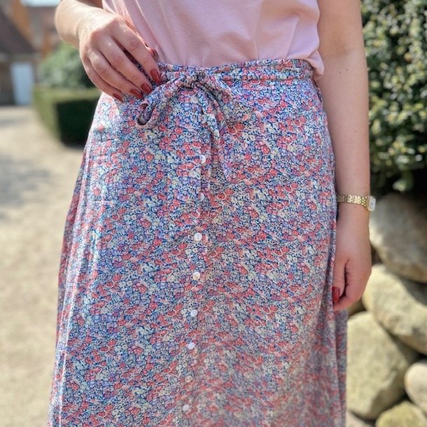 Nederdel medi fleurs viskose str. S-XL
