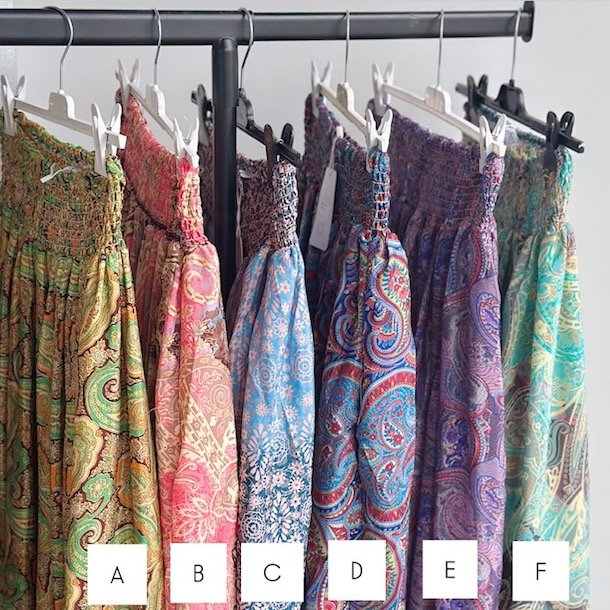 Boheme nederdel med smock indian color - Str XS-XL