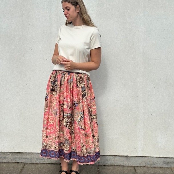 Boheme nederdel med smock indian color - Str XS-XL