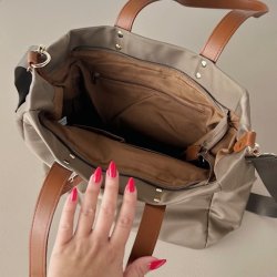 Shopper nylon med lang rem