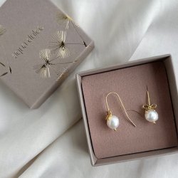 rekrog BOW &amp; PEARLS Forgyldt Slv