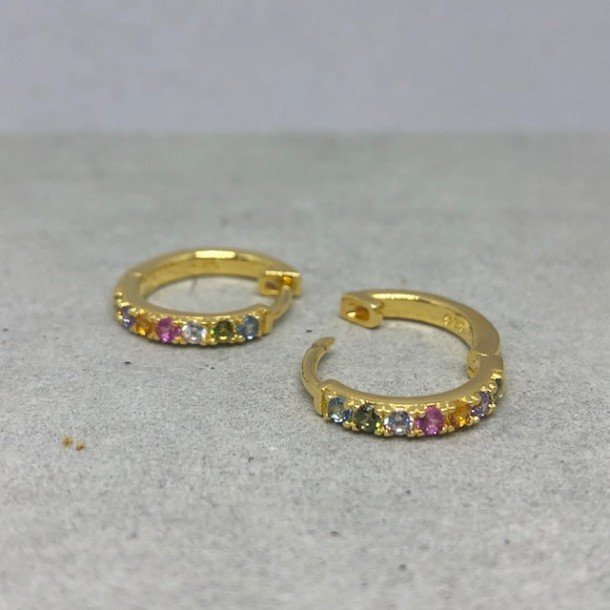 Creol med pastel zirkonia - forgyldt slv