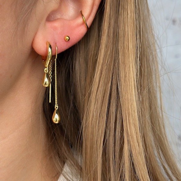 Hoops SHINY DROP Forgyldt s�lv