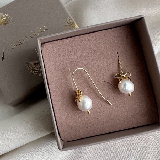 rekrog BOW &amp; PEARLS Forgyldt Slv