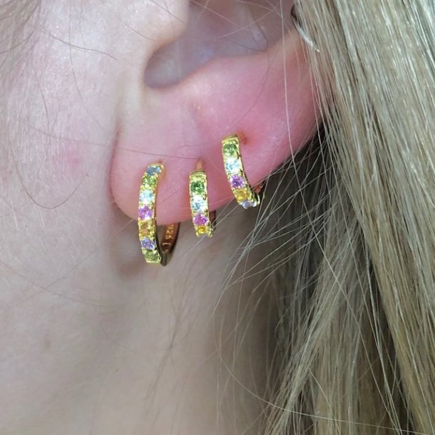 Creol med pastel zirkonia - forgyldt slv