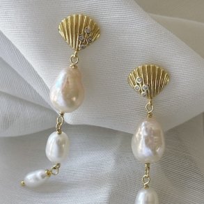 reringe SHELLY PEARL LONG Forgyldt slv