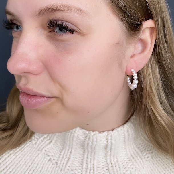 Creoler PRETTY PEARL 25 mm forgyldt slv