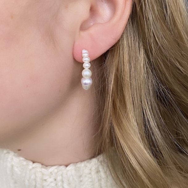 Creoler PRETTY PEARL 25 mm forgyldt slv