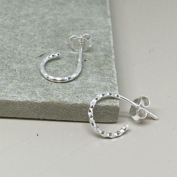 Hoops DIAMOND CUT 10 mm sterling slv