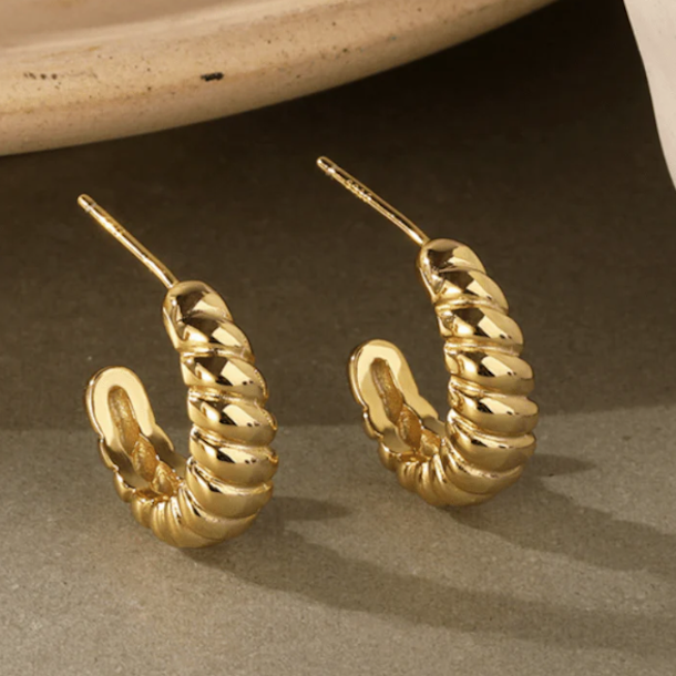 CURLY restik creoler 12 mm forgyldt slv