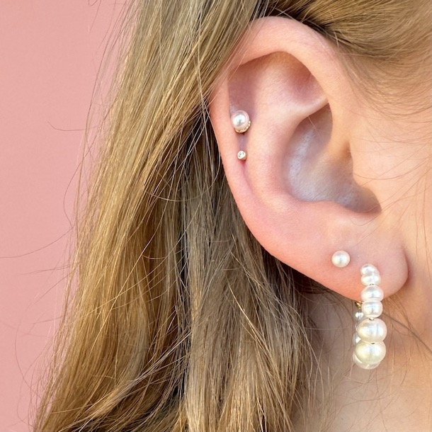 restik Pierce pearl forgyldt slv