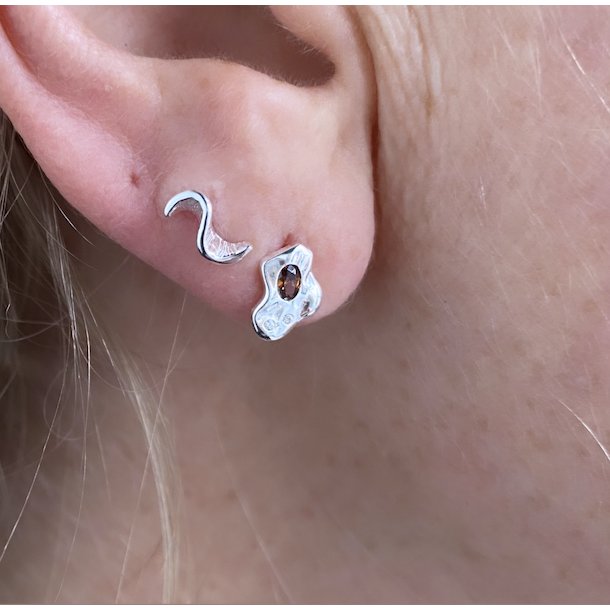 Ørestikker WAVE BROWN sterling sølv