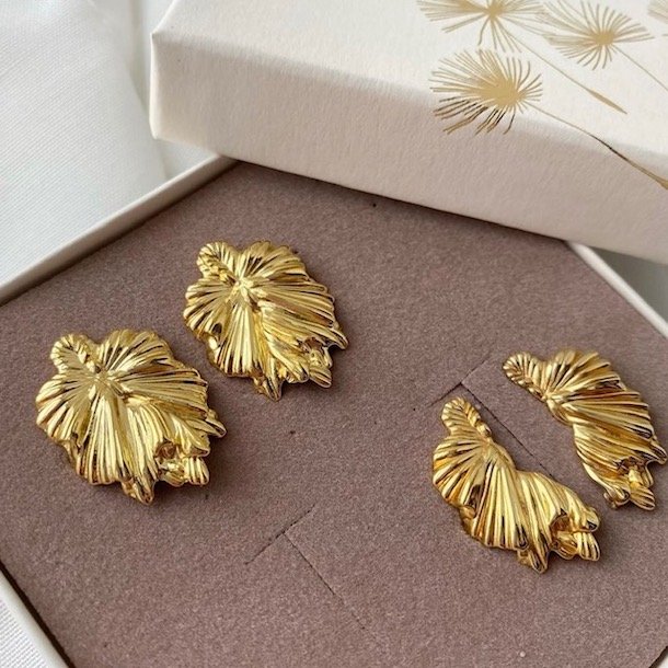 restikker KOI BIG HALF LEAF Forgyldt Slv