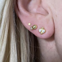 restikker Four bobbels &amp; stones forgyldt slv