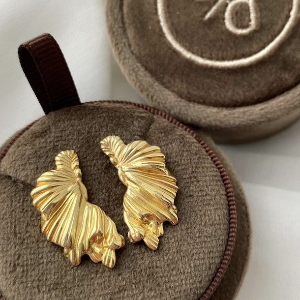 restikker KOI BIG HALF LEAF Forgyldt Slv