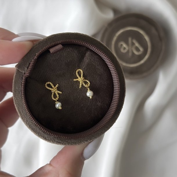 restikker ROPE BOW PEARLS  Forgyldt Slv