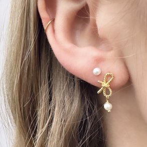 restikker ROPE BOW PEARLS  Forgyldt Slv