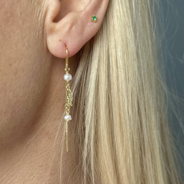 retrde Pearl forgyldt slv