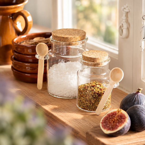 Opbevaringsglas med korkprop og tr�ske � 140 ml