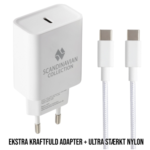 Adapter USB C + 1 M Nylon kable: USB C til USB C