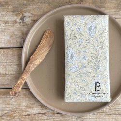 Servietter 3-lags gul med hvide blomster