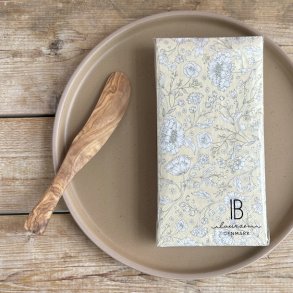 Servietter 3-lags gul med hvide blomster