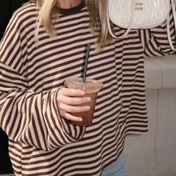 Lang�rmet bluse med striber ONESIZE