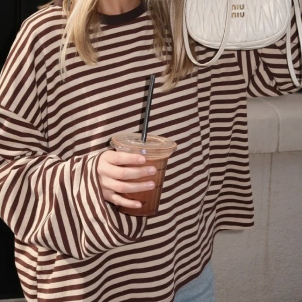 Lang�rmet bluse med striber ONESIZE