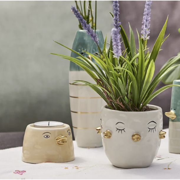 Fyrfadsstage ansigt med nb keramik