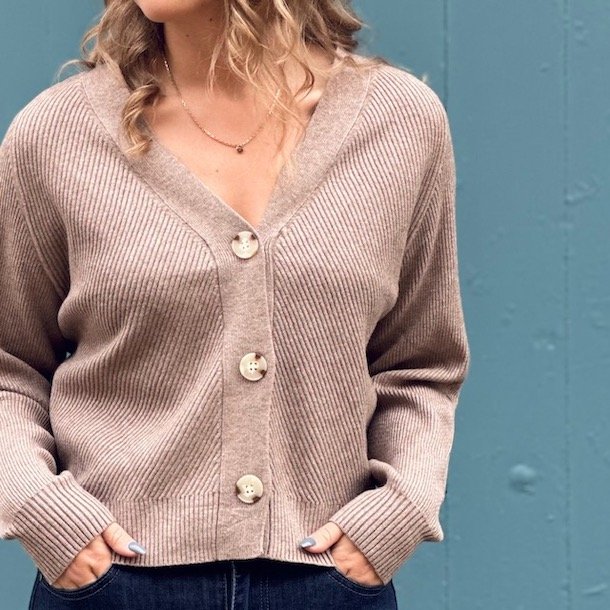 Cardigan semi cropped viskose/modal s-xl