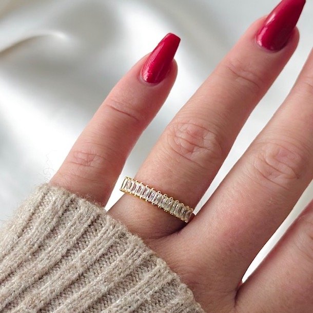 Fingerring PHILINA CLEAR Forgyldt Slv