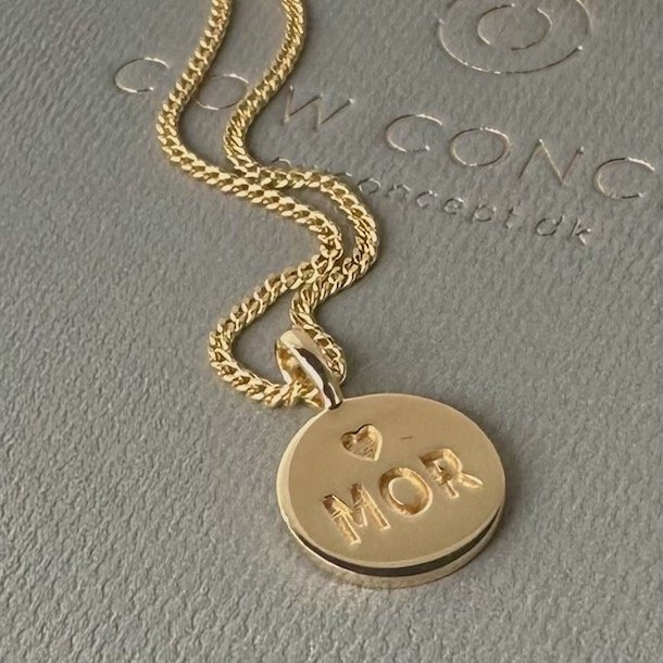 Halskde MOR vedhng  - forgyldt slv