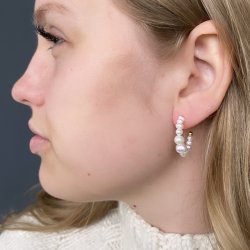 Creoler PRETTY PEARL 25 mm forgyldt slv