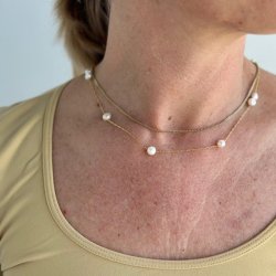 Halskde MALLORY pearl 42-49 cm forgyldt slv