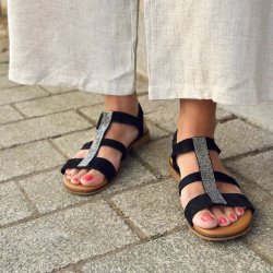 Sandal Silje sort ruskind