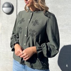 Skjorte bluse debbie med broderi viskose miks str. S-L