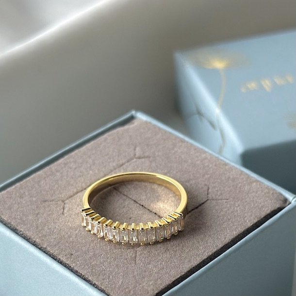 Fingerring PHILINA CLEAR Forgyldt Slv