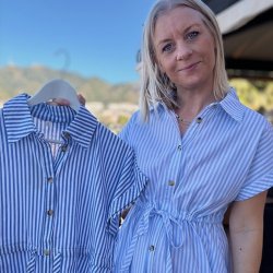 Stribet kjole bomuld str. S-XL